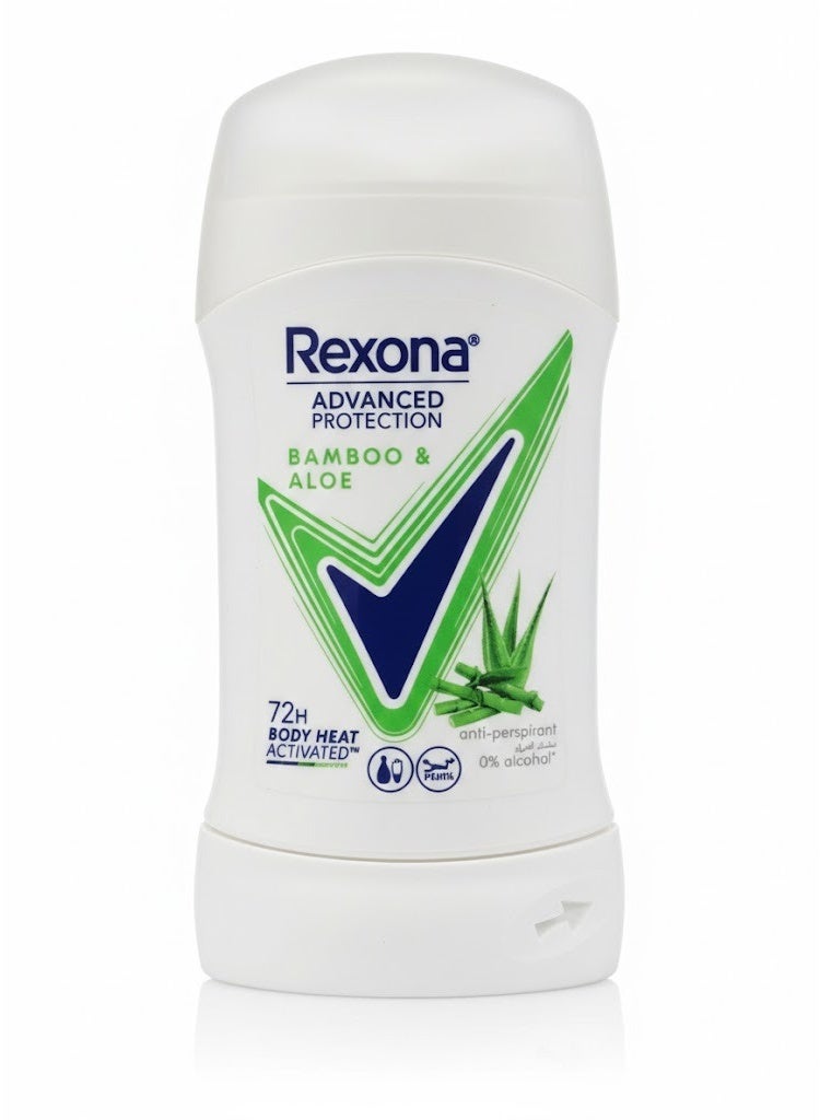 Rexona مزيل عرق للنساء على شكل عصا، حماية من العرق والرائحة لمدة 48 ساعة، بخلاصة البامبو والألوة، بتقنية MotionSense، 40 جرام - Image 1
